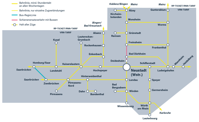 Übersicht Liniennetz für RLP-Tag 2025 in Neustadt an der Weinstraße
